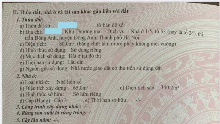 ✅ Bán nhà Happy Land Đông Anh - 80m2 - khe thoáng - hướng Nam - sẵn sổ